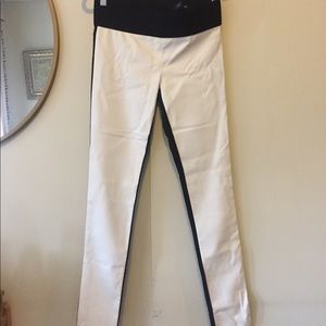 Faux leather color block stretch skinny pants